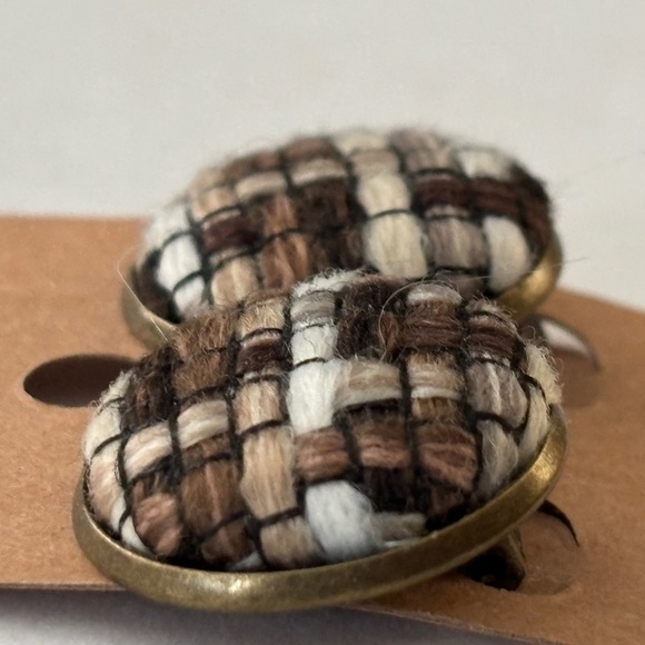 Fabric Button 20mm Clip On Earrings, NWT, Handmade, Unworn - Picture 3 of 4